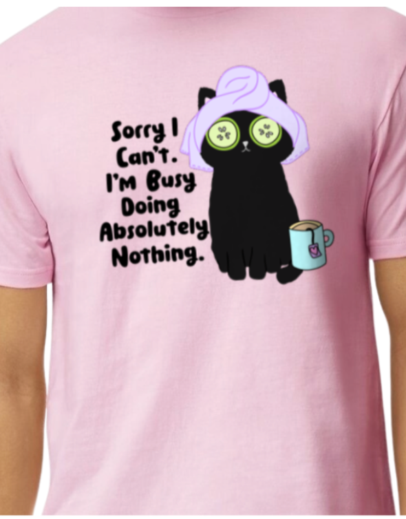 Funny Adult T-shirt and Tote Bags: Sorry I Can't Cat