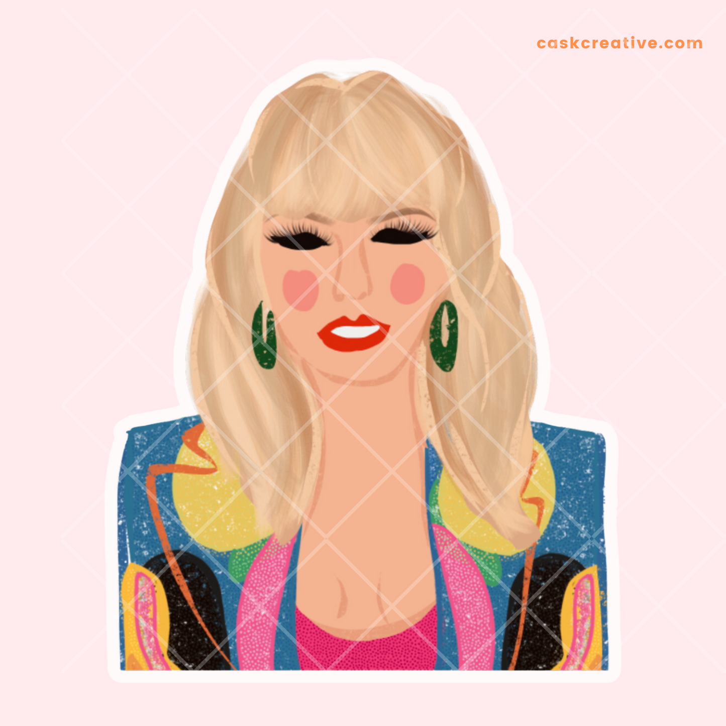 Die Cut Sticker: Singer Taylor Swift Pop of Color