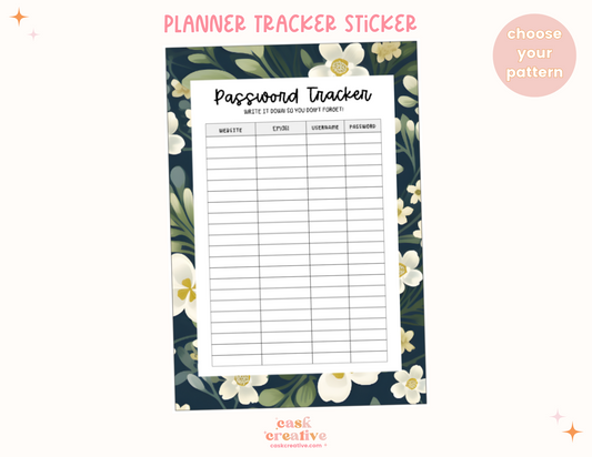 Tracker Planner Sticker: Password Tracker