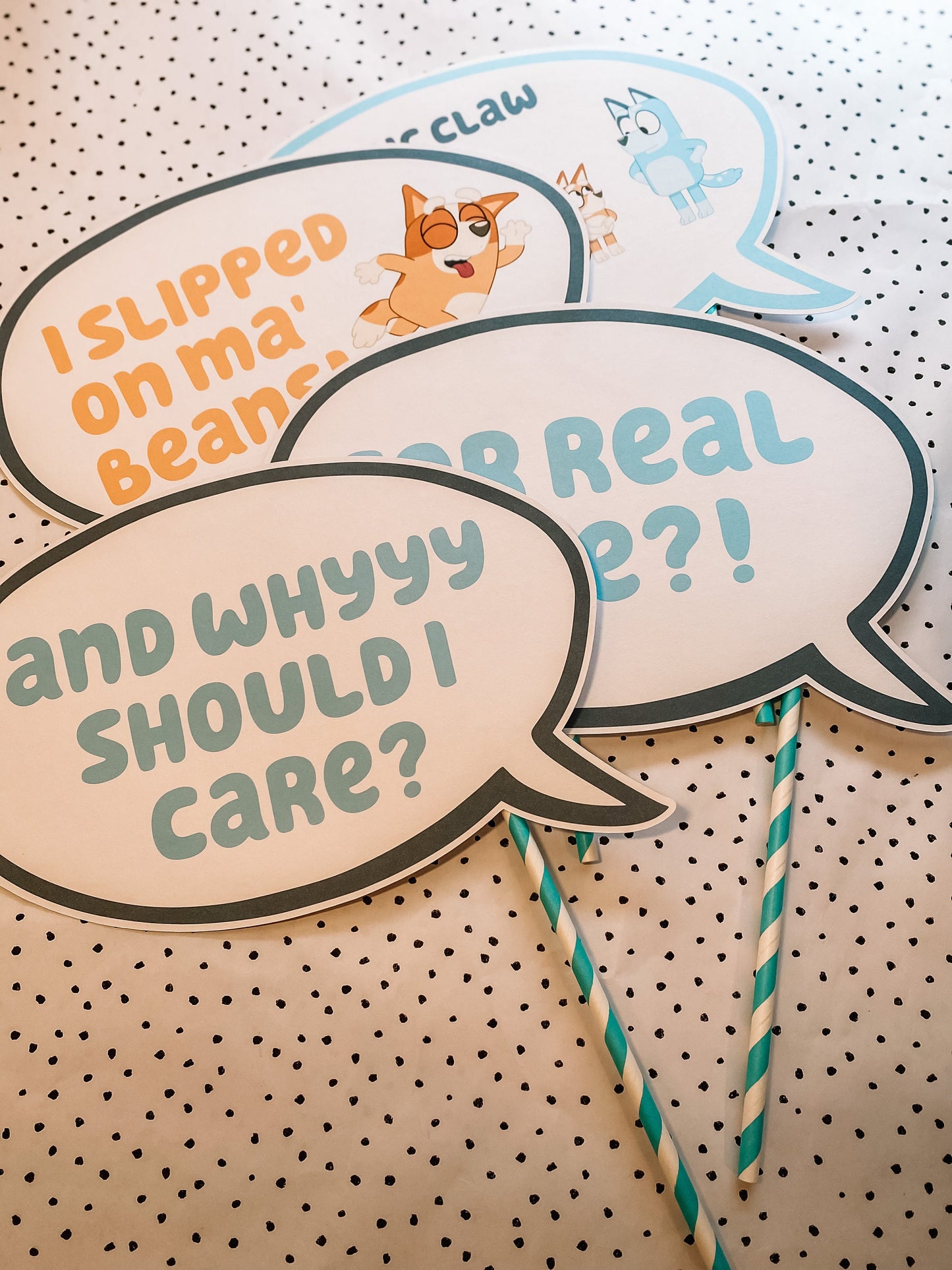 Birthday Printed Photo Props: Speech Bubble Quotes and Characters - Custom