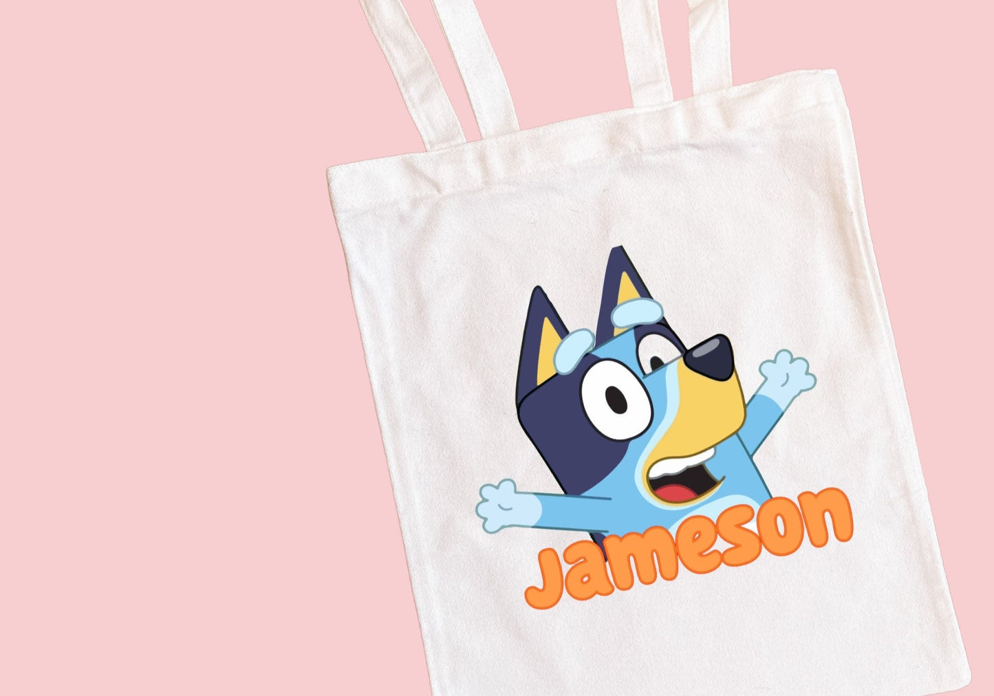 Toddler Youth Tote Bag Zipper Bag with Name: Bluey Birthday