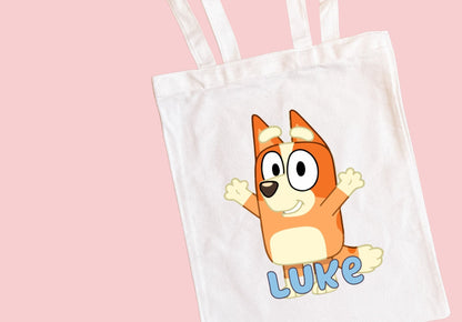 Toddler Youth Tote Bag Zipper Bag with Name: Bingo Bluey Birthday