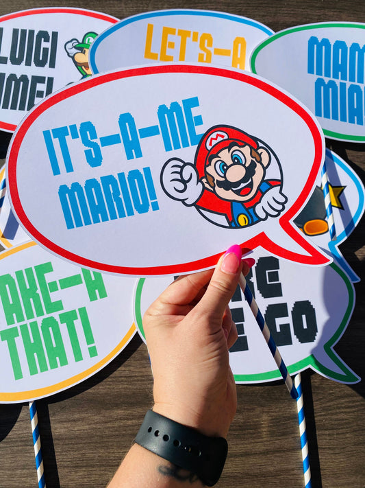 Mario Speech Bubble Quotes and Characters Printed Photo Props: Custom - ANY THEME