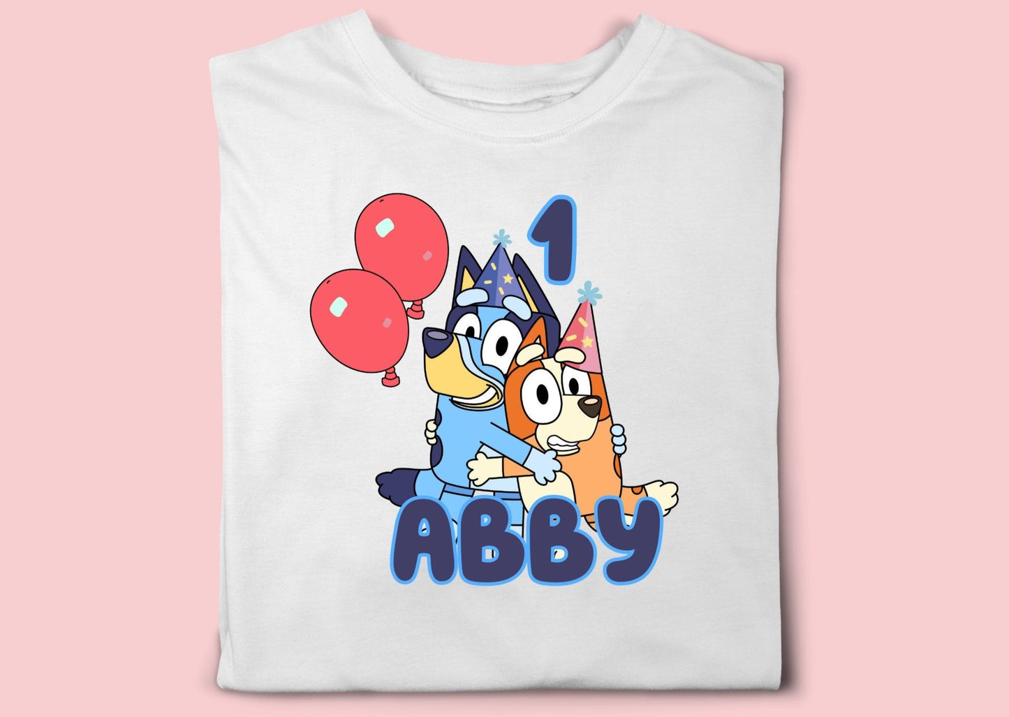 Bluey Birthday Balloon Custom Toddler T-Shirt with Name and Number