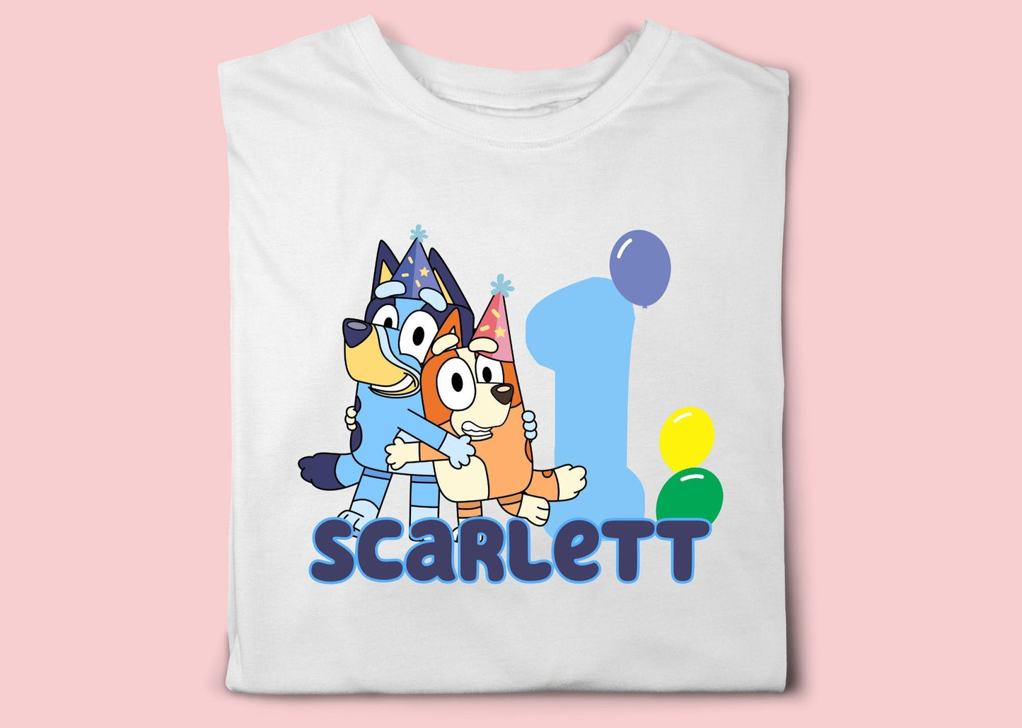 Bluey Birthday Balloons Birthday Custom T-Shirt with Name Number