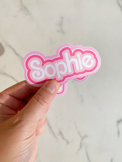 Bulk Set of Custom Name Outline Stickers, Pink or Blue