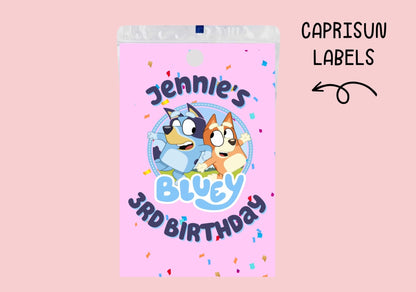 Bluey Capri Sun Labels Printed Party Favors: Custom - ANY THEME