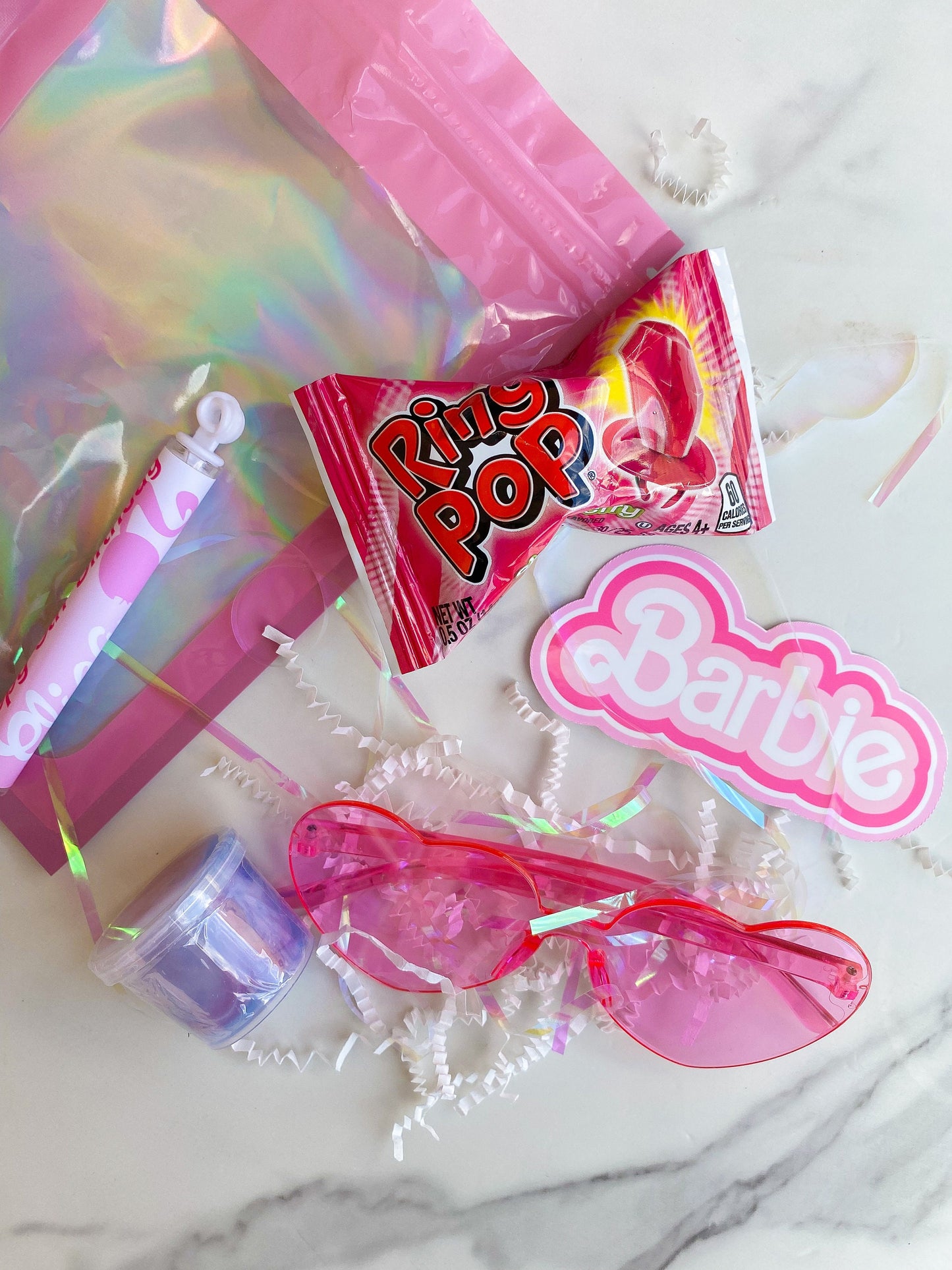 Party Favor Mylar Bag with Toys: Pink Theme