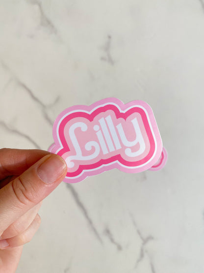 Bulk Set of Custom Name Outline Stickers, Pink or Blue