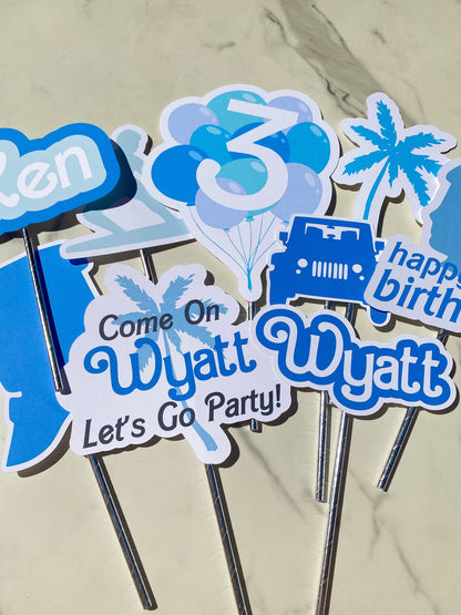 Party Decorations Printed Photo Props: Blue Custom with Name