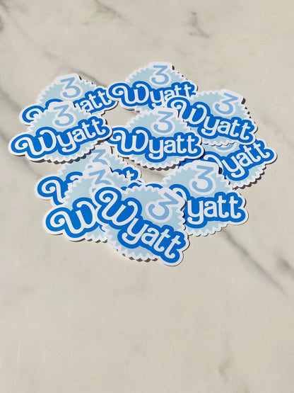 Party Favor Name Die Cut Stickers: Custom - ANY COLOR