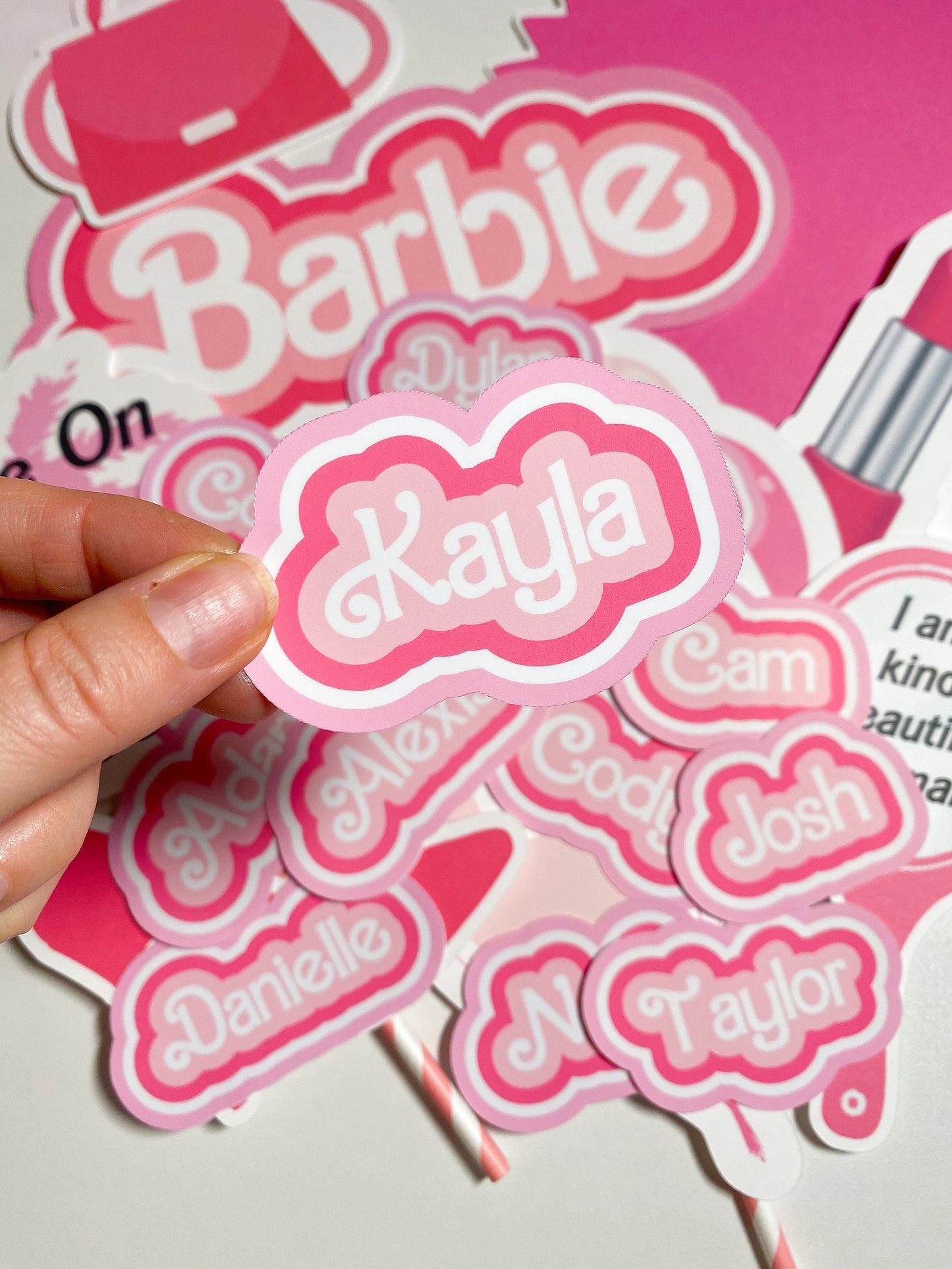 Bulk Set of Custom Name Outline Stickers, Pink or Blue