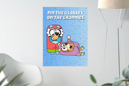 Birthday Party Poster Sign: Pin the Glasses on the Grannies